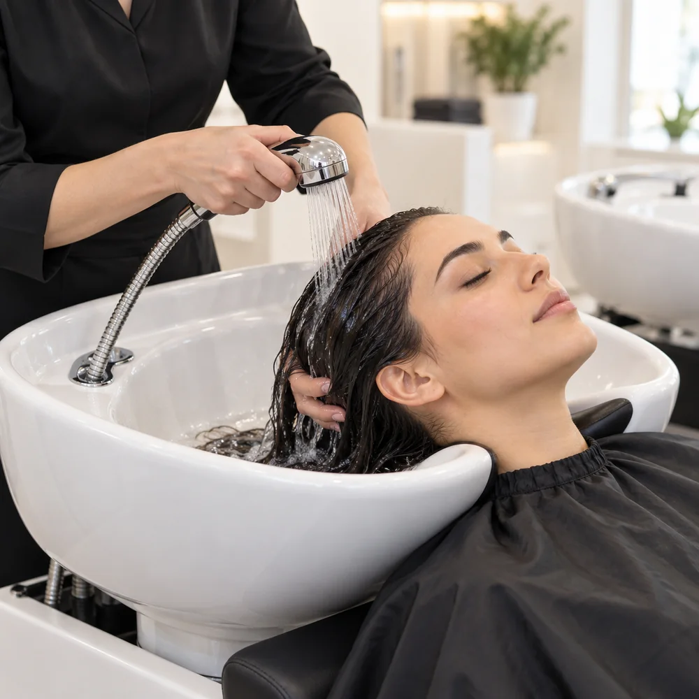 Mouiller les cheveux avant l’application du shampooing.