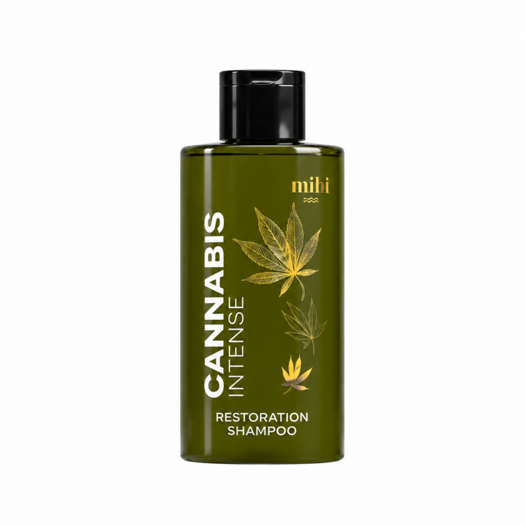 Shampoing réparateur Cannabis Intense MIHI 031801 sur fond blanc