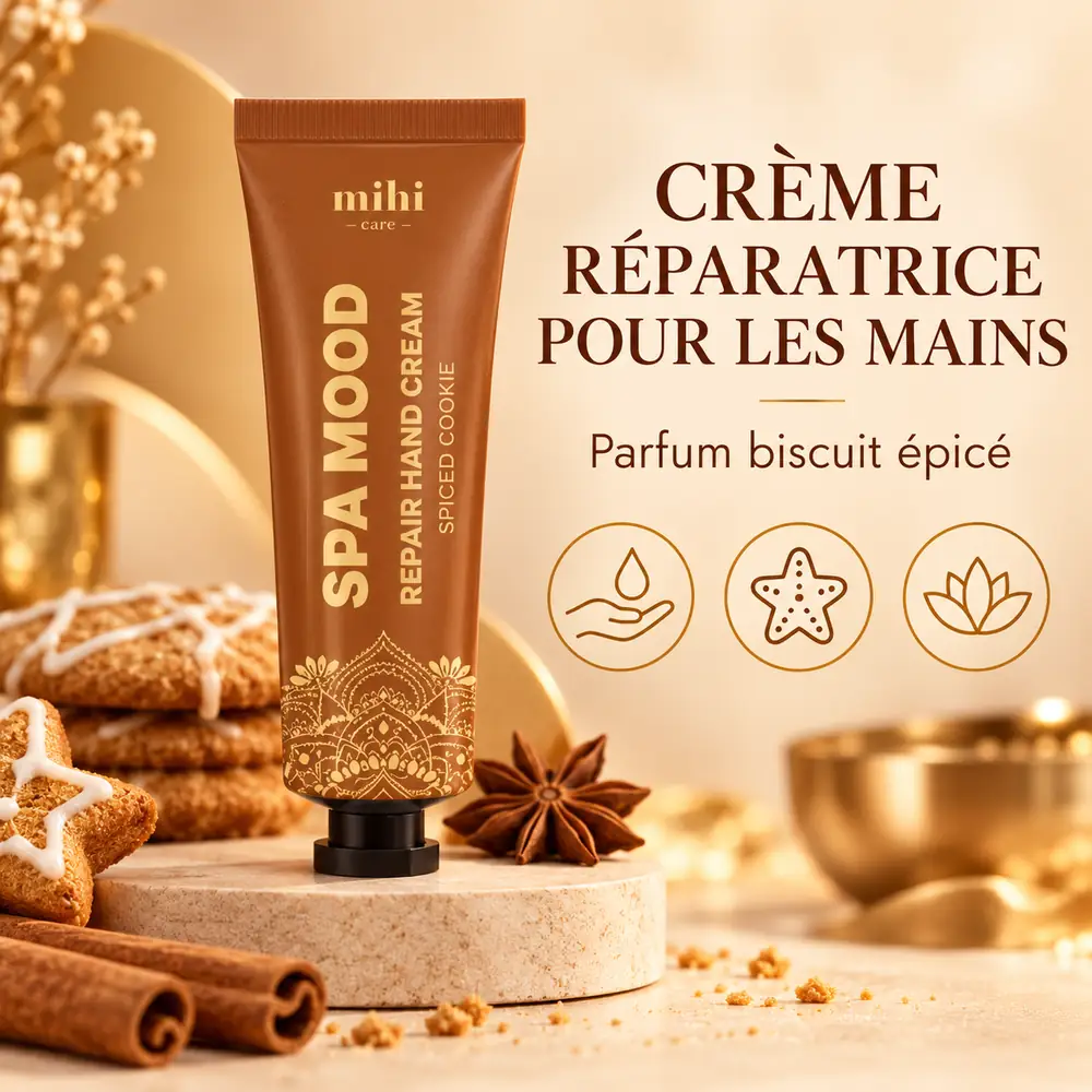 Crème mains réparatrice Biscuit aux épices Spa Mood MIHI — 30 ml — Qu’est-ce qui le rend spécial ?