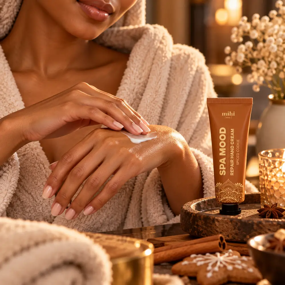 Crème mains réparatrice Biscuit aux épices Spa Mood MIHI — 30 ml — Mode d’emploi