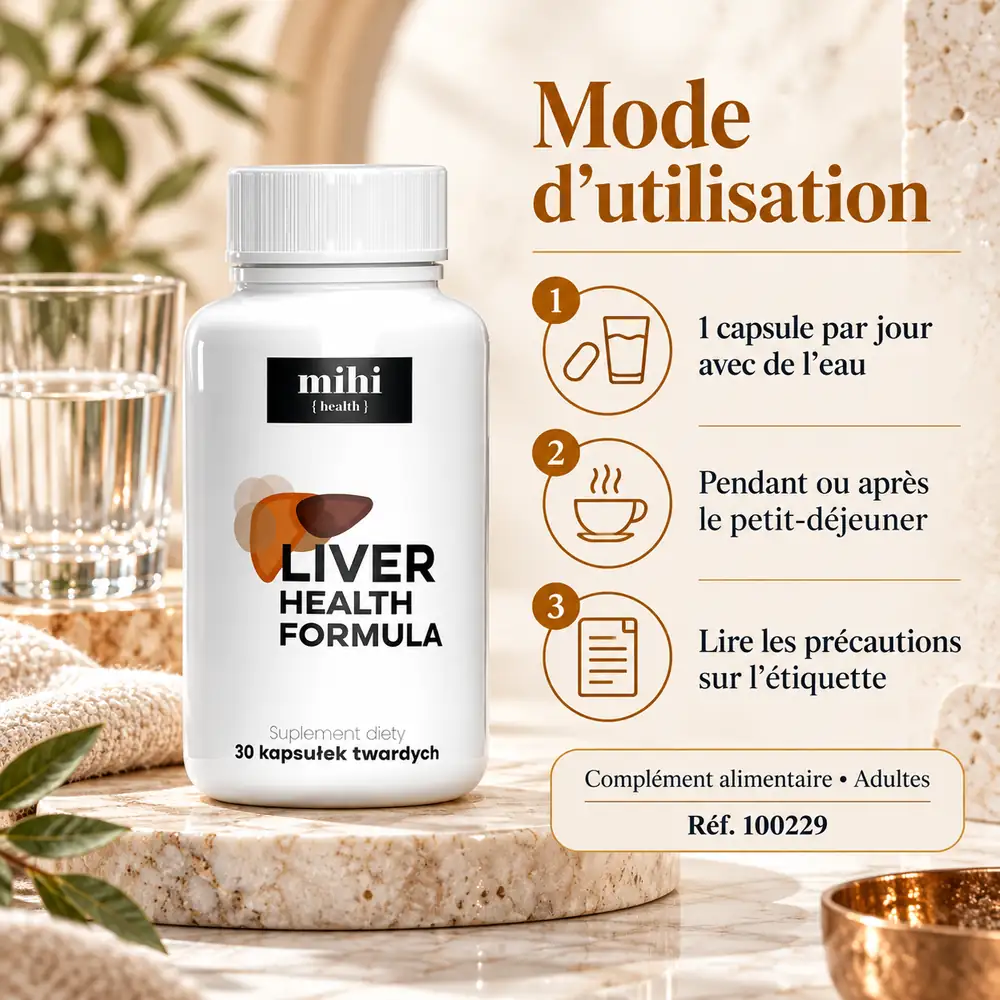 Liver Health Formula Vitamins MIHI — 30 capsules — Mode d’emploi